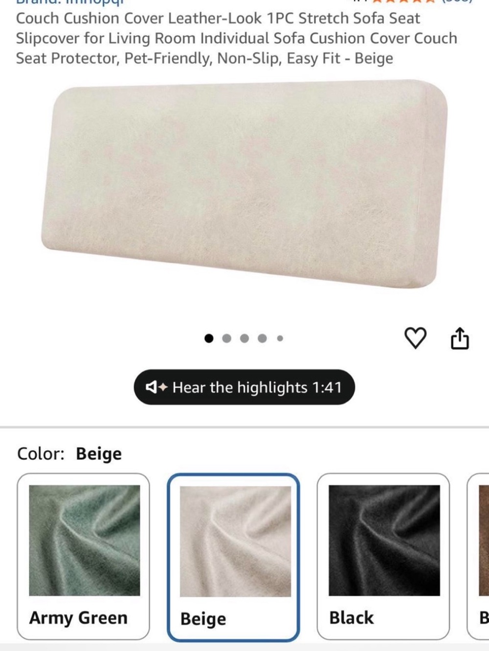 Stretch Sofa Seat Cover - Beige